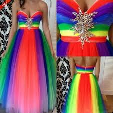 Rainbow Beaded Prom Dresses Sweetheart Crystal Backless Evening Dress Sweep Train Spring Plus Size Wedding Fo Rainbow Prom Dress Colorful Dresses Rainbow Dress