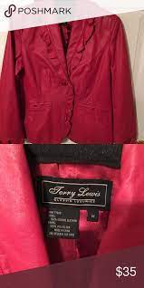 Terry Lewis Leather Jacket Terry Lewis Red Leather Jacket With Ruffles Two Small Pockets And Two Buttons Terry Lew Leather Jacket Clothes Design Luxury Jacket