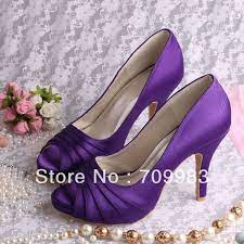 Custom Handmade Plus Size Peep Toes Purple Satin Wedding Shoes High Heel 10cm Free Shipping I Purple Wedding Shoes Wedding Shoes High Heels Wedding Shoes Heels