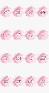 instagram story highlight cover set of 16 pink watercolor bookstagram lifestyle bloggers rozovye momenty nabor znachkov instagram