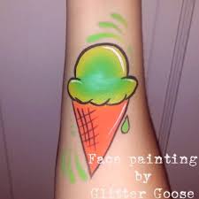 Skull shaped ice cream placed on a sharp pointed cone with ice cream dripping down the sides is an example graphic that many have used. Pin On Glitter Goose Face Painting Glitter Tattoo Gallery
