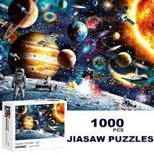 Beautifully illustrated panels in a panoramic view of our solar system consisting of the 8 planets with moons, the sun and 4 dwarf planets. Jigsaw Puzzle 1000 Piece Outer Space Galaxy Planet Solar System Astronaut Puzzle For Kids Adult Space 28 L X 20 W Jigsaw Puzzle Stress Relief Game Buy Online In Qatar At Qatar Desertcart Com