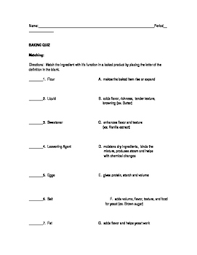 Perhaps it was the unique r. Baking Quiz By The Cooking Classroom Teachers Pay Teachers