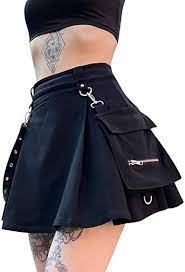 It will look amazing with simple crop tops as well as collared blouses. Amazon Com Madger Girl Goth Skirts High Waist Skirt Punk Dark Academia Aesthetic Mini A Line Skirt Clothing Shoes Jewelry