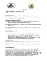 Supported By Body Systems And Abo Blood Types Grade 6 Lesson