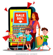 Online Shopping Mother Children Shopping Chart Stock