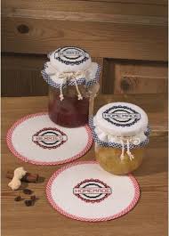 Choose your favorite fabric to stitch on, using a fabric calculator to determine your finished size. Mason Jar Covers Homemade Berries Red From Permin Of Copenhagen House Life Cross Stitch Kits Kits Casa Cenina