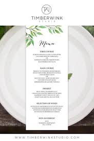 This Refreshing Green Leaf Theme Wedding Menu Is Part Of Our Complete Pr Wedding Menu Wedding Invitations Printable Templates Diy Printable Wedding Invitations