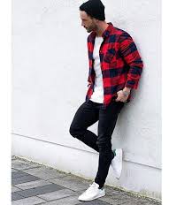Black And Red Checkered Shirt Outfit Black N Red Mens Fashion Casual Outfits Flannel Outfits Black Shirt Outfits