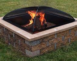 24 Steel Square Mesh Fire Pit Spark Screen Black Sunnydaze Decor In 2021 Fire Pit Spark Screen Square Fire Pit Square Fire Pit Cover