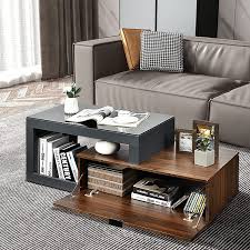 It's elegant and minimal but adds the functionality of storage. Buy Tangkula Modern Coffee Table Rectangle Wooden Coffee Table With Toughened Glass Top Storage Cabinet Tea Table Center Table For Living Room Office Lounge Black Brown Online In Turkey B092zv3jh3