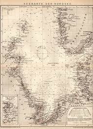 1898 North Sea Map Antique Print Vintage Lithograph Seekarte Der Nordsee Skandinavia Germany Netherlands Belgium France United Kingdom North Sea Antique Prints Sea Map