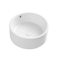 ceramic round sink above counter white
