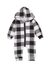 Baby Boy Hoodie Jumpsuit Buffalo Plaid Zipper Romper One Piece Outfits Christmas Pajamas Walmart Com