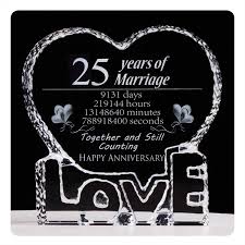 Whatever your feelings when it comes to celebrating a 25th wedding anniversary, exchanging gifts is the order of the day. Amazon Com Ywhl 25 Year Marriage 25th Wedding Anniversary Crystal Paperweight Keepsake Gifts Office Products