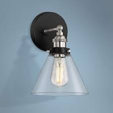 The 1 light outdoor seaside wall light is perfect at an entryway, patio, porch or on either sides of a garage door. Burke 10 3 4 High Black And Brushed Nickel Led Wall Sconce 64m51 Lamps Plus Wall Sconce Lighting Farmhouse Wall Lighting Led Wall Sconce