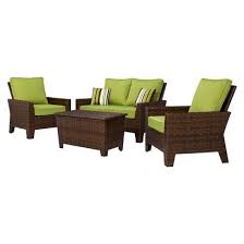 Belmont 4 Piece Brown Wicker Patio Thick Woven Conversation Furniture Set Target Patio Furniture Contemporary Patio Furniture Wicker Patio Furniture