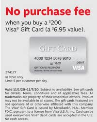 Fee free (no purchase charge) promotions related to the american express gift card are intended for user. Staples B M No Activation Fee 200 Visa Gift Cards 11 1 11 14 20 Phatwallet