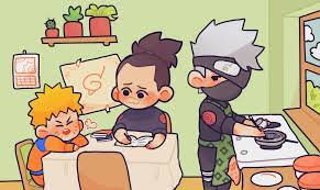 Having Dinner – Naruto, Iruka and Kakashi | Daily Anime Art
