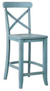 French Country X Back 24 Counter Stool In Blue Everything Turquoise Farmhouse Bar Stools Country Bar Stools Bar Stools With Backs