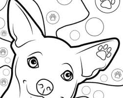 Cartoon pets vector color flat seamless pattern. Chihuahua Coloring Etsy
