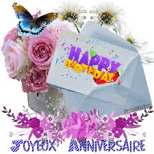gif-animé-happy-birthday-joyeux-anniversaire-fleurs-roses-papillon-scintillant  - les gifs animés de dentelledelune