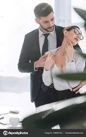 Selective Focus Businessman Hugging Sexy Secretary Big Breast Office —  stockfoto © HayDmitriy 335635762
