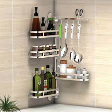 Stainless steel shelves have the advantage of being versatile by nature. Sus 304 Diy Rotate Stainless Steel Kitchen Rack Kitchen Shelf Seasoning Rack Wall Holder Organizer Diy 1 5 Layers A297