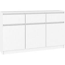 Ce buffet long blanc moderne a la particularité d'offrir des bandeaux de couleurs variées. Grace Buffet Enfilade Moderne Salon Sejour 3 Tiroirs 3 Portes 138x99x40 Cm Commode Contemporaine Meuble