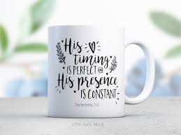 Scripture coffee mugs can also make a thoughtful gift! Inspirational Coffee Mug Bible Verse Mug By Lovealicemugs Mugs Pretty Coffee Coffee Quotes