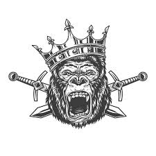 Gorillas always fascinate men, probably because of their close resemblance to us constantly reminding us of our primeval origins. Gorilla In Crown Mascot Vector Icon Stock Vector Illustration Of Vector Silhouette 130752354