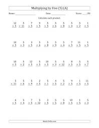 multiplying by five worksheets 99worksheets