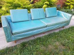 Mid century danish leather sofa. Turquoise Mid Century Sofa In Like New Condition Iconic Mid Mod Decor And Restoration