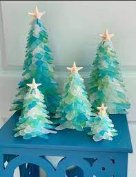 Sea Glass Christmas Trees Glass Christmas Tree Coastal Christmas Decor Sea Glass Christmas Tree