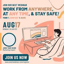 Work At Home Webinar Event Poster Design Template In 2020 Graphic Design Business Card Event Poster Design Webinar Design
