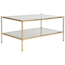 Most elegant gold coffee table : Safavieh Aslan Glass Rectangular Coffee Table With Antique Gold Finish Frame Fox2565a Rona