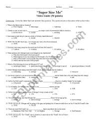 You are going to watch the movie supersize me, a 2004 american documentary film directed by and starring morgan spurlock, an american independent filmmaker. Supersize Me Video Guide Esl Worksheet By Khiler