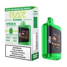 Buy Sour Watermelon Peach Raz DC25000 Disposable Vape Flavor