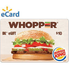 Burger King 10 Gift Card Email Delivery Walmart Com In 2020 Burger King Gift Card Burger King Whopper Burger