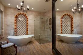 This master bathroom shows a river of pebbles running from the entrance of the bathroom to the outdoor shower. Award Winning Bath Makeover In Willo Historic District