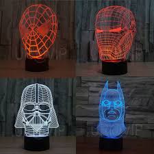 Spider Man Iron Man Batman Darth Vader 3d Illusion Led Bulbing Table Lamp Night Light Mood Lamps Night Light Bulbs 3d Led Lamp