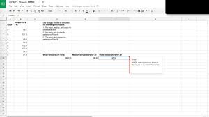 Calculating Mean Median Mode In Google Sheets Small Example Youtube