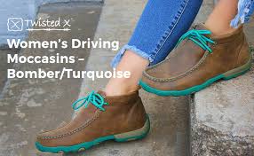 Twisted X Driving Loafers Womens Driving Mocs Bomber Turquoise