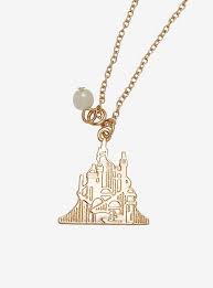 Disney The Little Mermaid Atlantica Castle Necklace Gold Tone Necklace Faux Pearl Mermaid Necklace