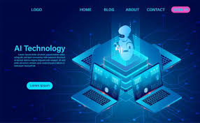 Artificial Intelligence Robot Technology System Analysis Big Data Processing Isometric Neon Dark In 2020 Robot Technology Futuristic Background Technology Systems