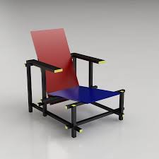 3d Red And Blue Chair Rietveld Download Furniture 3d Models Chair Blue Chair Red And Blue