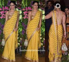 Kareena Kapoor In A Yellow Saree At Armaan Jain S Wedding Kareena In Saree Bollywood Girls Yellow Saree