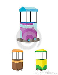 Colorful Food Cart Stall Mock Up Design Kiosk Icon Set Food Coloring Icon Set Design