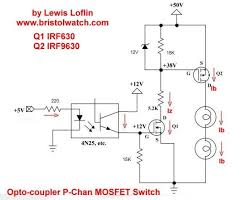 P Channel Opto Isolated Mosfet Switching Circuit Using Irf9630 Electronic Circuit Design Circuit Electronics Circuit
