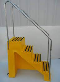 They are needed to access a portable stage. Industrial Portable Four Step Stool With Handrail